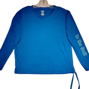 ACX Women's Blue Long Sleeve Scoop Neck "TO THE LIMIT" Sport Top Size Medium